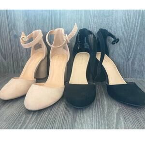 TWO Pairs - LC Hydrangea Black & Tan High Heels - Women's Size 6.5